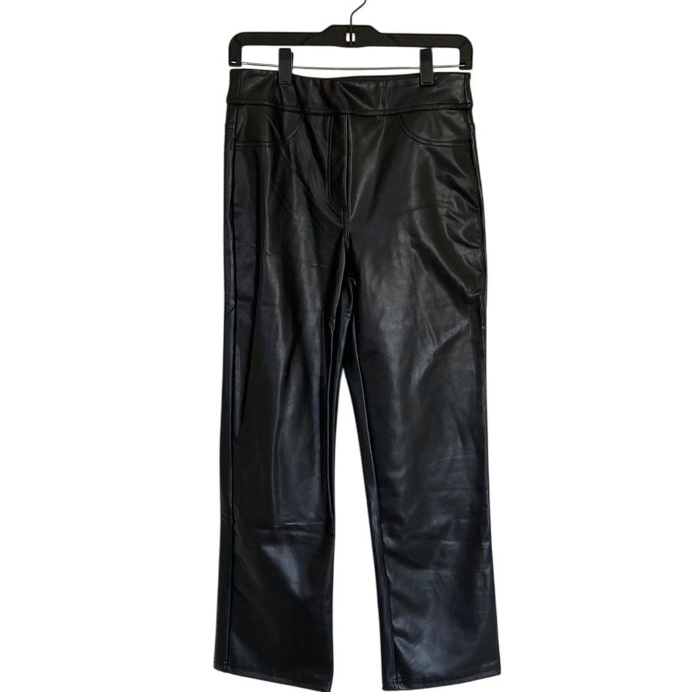 Laundry by Shelli Segal Faux Leather Pants Womens Size S Black Straight Leg
